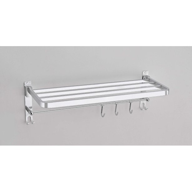 Ferio Stainless Steel Folding Towel Rack for Bathroom Accessories Towel Holder Stand for Bath Room ( 24 Inch (2 Feet ) Chrome Finish Pack Of - 1