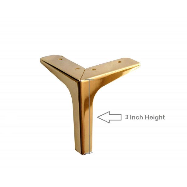 Ferio Sofa leg Golden Glossy Finish 3 Inch Sofa Stainless Steel Heavy Model Y Design Sofa Table Furniture Leg for Furniture Fitting Sofa Hardware Leg Set of 4