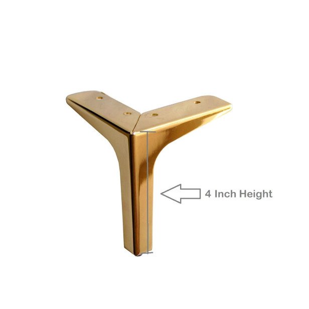 Ferio Sofa leg Heavy Duty Stainless Steel 4 Inch High Sofa Furniture Golden Glossy Finish Stainless Steel Heavy Model Y Design Sofa Leg Sofa Hardware Leg Set of 4