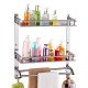 Ferio High Grade Stainless Steel Wall Mount Shelf 3 Tier Bathroom Shelf/Rack with Towel Holder/Towel Hooks/Bathroom Accessories Wall-Mount (Silver)