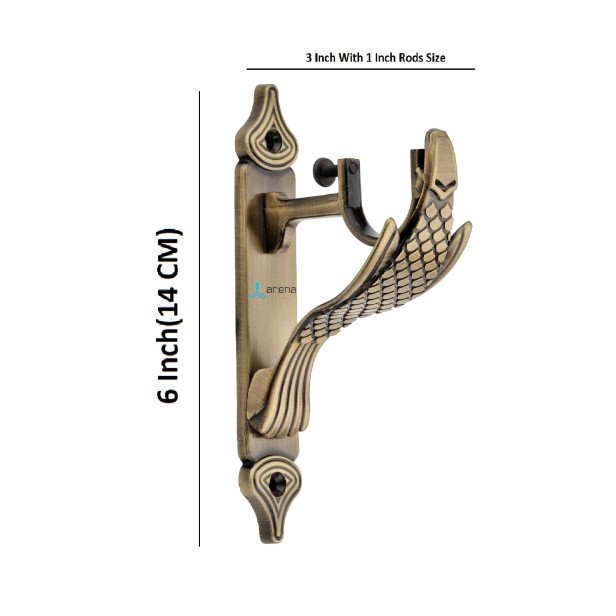 Ferio Brass Antique Alloy Zinc Curtain Brackets Set And Curtain Rod Holder for Doors and Windows Accessories 1 Inch Rods Set of 1 (2 Pcs):Home Improvement :Holders/Supports: