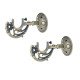 Ferio Zinc Antique Brass Rajwadi Designer Heavy Supports for Single Rod 1 Inch - 1 Pairs (2 Pcs) Curtain Brackets | Curtain Holders Set for Door and Window 