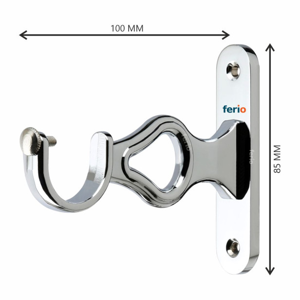 Ferio Zinc Curtin Brackets/Holders Set For Door And Window 1 Inch Rod Size Chrome Finish Parda Holder Set For Home Decor (Pack Of 2)