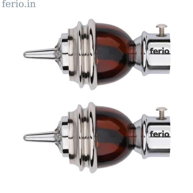 Ferio Curtain Finials Stainless Steel for Door and Window Fitting for 1 Inch Rod Size Without Curtain Brackets and Holder Copper and Mirror Finish (Pack of 2)