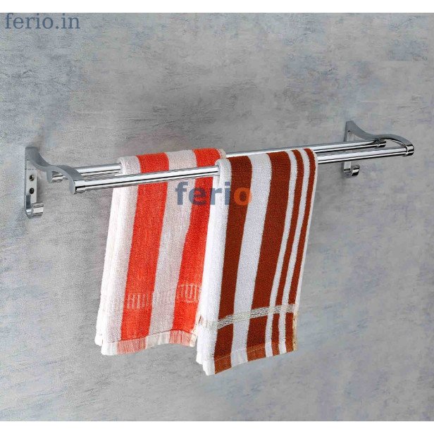 Ferio High Grade Aluminum Towel Rod/Towel Rack for Bathroom/Towel Bar/Hanger/Stand/Bathroom Accessories (24 Inch - Chrome Finish)