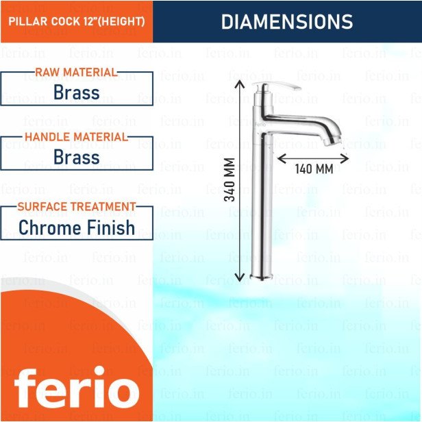 Ferio Deck-Mount Single-Handle High Neck Pillar Cocktail Tap For Was Basin Tap For Kitchen Sink Premium Brass Chrome Finish Kitchen And Bathroom Faucet With Swivel Spout - Silver Pack Of 1