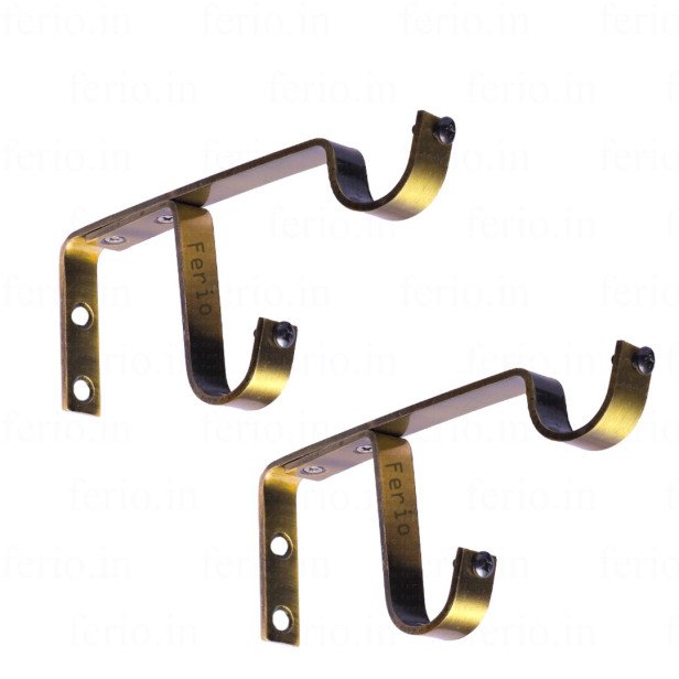 Ferio Curtain Rod Holder Heavy Double Curtain Support Bracket Antique Finish Curtain Accessories for Door And Windows Fitting Accessories for 1 Inch Rod Brass Antique (Pack of 2 Pcs)