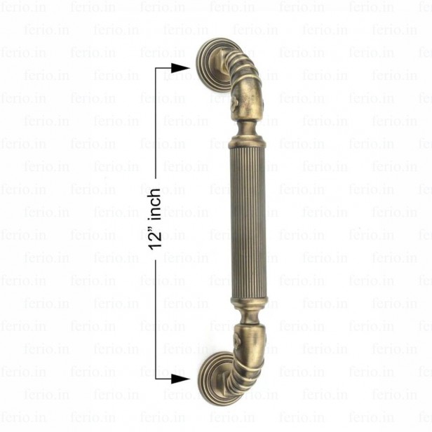 Ferio 12 Inch 300 MM Zinc Heavy Duty Brass Antique Door Handles for Main Door Handle | Glass Door Decorative Pull Handle Door Hardware Door & Home Décor (Pack Of 1)