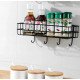 Ferio Bathroom Rack - Bathroom Shelves - Kitchen Storage – Multipurpose Rack Shampoo Holder With 4 hook - Adhesive Shower Caddy Metal Shelf Without Drilling (Black, Pack of 1)