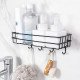 Ferio Bathroom Rack - Bathroom Shelves - Kitchen Storage – Multipurpose Rack Shampoo Holder With 4 hook - Adhesive Shower Caddy Metal Shelf Without Drilling (Black, Pack of 1)