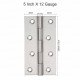 Ferio Heavy Duty Stainless Steel Door / Cabinet Butt Hinges 5 inch x 12 Gauge/2.5 mm Thickness, Slow Movement Hinges 5"x12 Satin Matt Finish (Pack of 2)