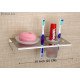 Ferio Stainless Steel Tumbler Holder Soap Dish Holder Toothbrush Hanger for Bathroom Accessories Mirror Finish (10 * 5 inch)