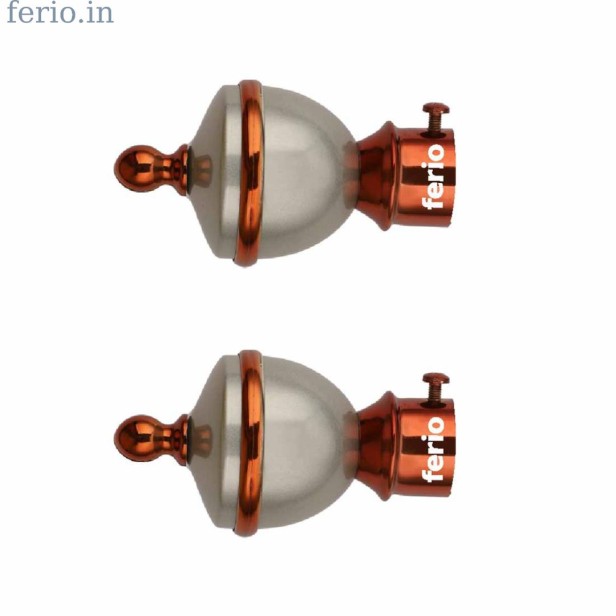 Ferio  Curtain Finial Stainless Steel For Door And Window Rod Pocket Fitting For 1 Inch Rod Size Only Finials Rose Gold With Silver For Home Décor (Pack Of 2)