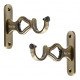 Ferio Decorative Curtain Rod Holder Brackets Parda Holders with Support 1 Inch Rod Pocket Finials Door and Window Fittings for Home Decor Brass Antique (Pack of 2)