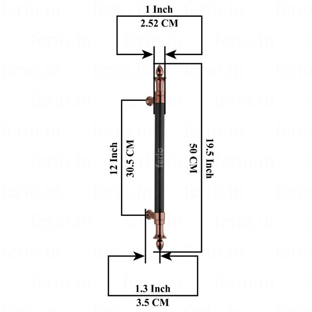 Ferio 12 Inch (300 MM) Main Door Handle for Big Door For Home and Office /Push Pull Heavy Duty Handle/Long Handles for Door/Modern Style Handle for Big Door (Black Rose Gold-Pack of 1)