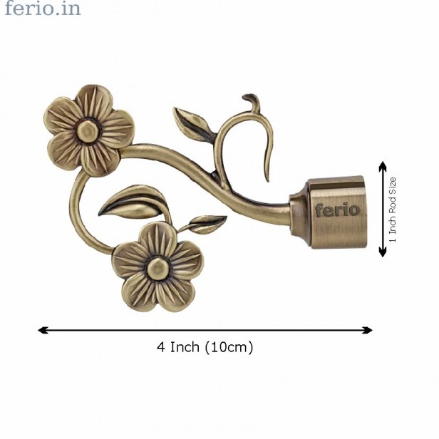 Ferio Alloy Zinc antique brass curtain brackets set curtain holder set curtain Finials for windows and door home décor - pack of 2 pcs (Finials 1 pair)