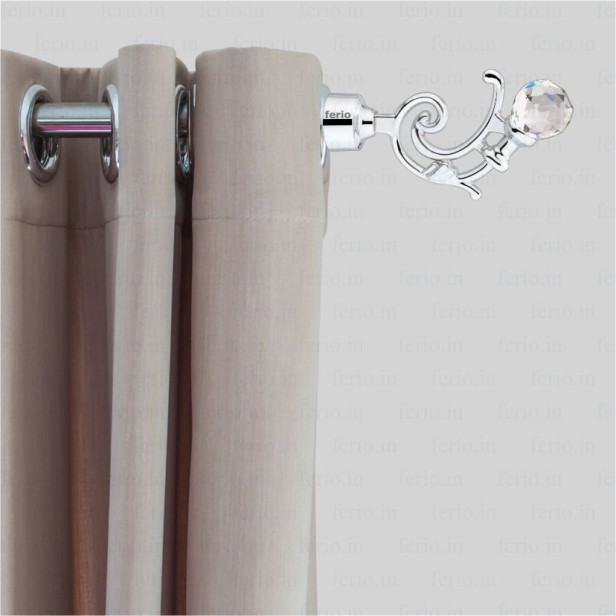 Ferio Chome Finish Zinc and Diamond Curtain Finials for Door and Window Accessories 1 inch Rod Set of 1 (2 Pcs) Without Curtain Brackets for Home Parda Holder