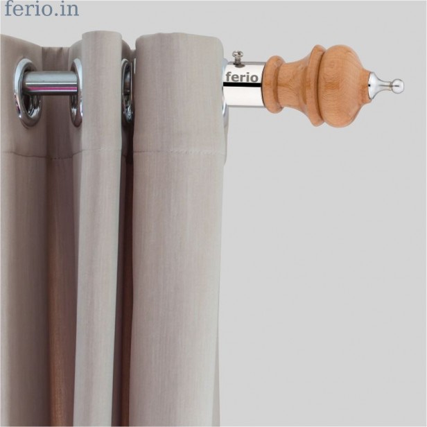 Arena Wengi Finish Wooden and Stainless Steel Heavy Curtain Finials for Door and Window Accessories Full (for Single Rod 1 Inch) 1 Set (2 Pcs) : Curtain Brackets/Holders