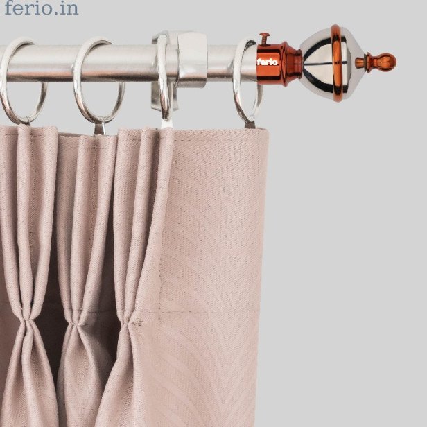 Ferio Curtain Finals Stainless Steel For Door And Window For 1 Inch Rod Size Without Curtain Bracket And Holder For Home Décor Rose Gold With Silver (Pack Of 2)