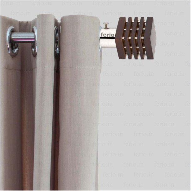 Ferio Wengi Finish Wooden and Stainless Steel Heavy Curtain Finials for Door and Window Accessories Full Set ( For Single Rod 1 Inch ) Set of 1 (2 Pcs) : Curtain Brackets Holders