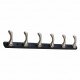 Ferio Zinc 6 Pin Hook Cloth Hanger Door Wall Hooks Rail For Hanging Bathroom Cloth Hooks Hanger Wall Bedroom Bathroom Robe Hooks Rail For Hanging Keys, Clothes, Towel Hook Black & Silver (Pack Of 1)