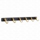 Ferio 6 Pin Bathroom Cloth Hooks Zinc Alloy Hanger Door Wall Bedroom Robe Hooks Rail for Hanging Keys, Clothes, Towel Steel Hook Black & Gold (Pack of 1),