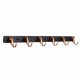 Ferio 6 Pin Bathroom Cloth Hooks Hanger Zinc Door Wall Bedroom Robe Hooks Rail for Hanging Keys, Clothes, Towel Steel Hook Black & Rose Gold (Pack of 1)