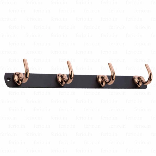 Ferio 4 Pin Bathroom Cloth Hook Hanger Zinc Alloy Door Wall Hooks Rail For Hanging Clothes, Hooks Hanger Door Wall Bathroom Robe Hooks Black & Gold (Pack Of 1)