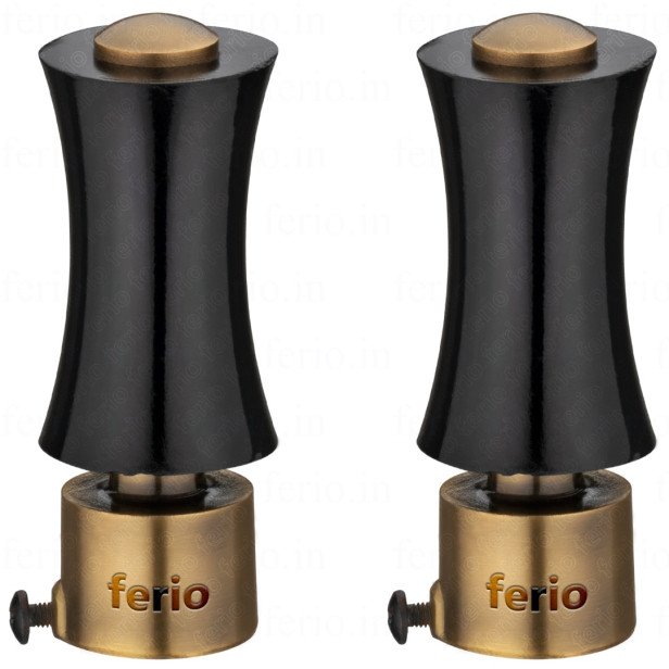 Ferio Curtain Holders For Window Curtain Rod End Caps Antique Brass Curtain Brackets set of 2 For Curtain Pipe Artistic Curtain Brackets / Curtain Finials (Aluminium, Black Antique Brass, Pack of 2)