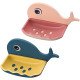 Ferio Fish Design Soap Dish Case for Bathroom Kitchen Kids Self-Adhesive Sticker Soap Dish Holder Water Drain Plastic - (Set of 2 Pcs) Multicolor