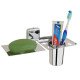 Ferio Stainless Steel 3 in 1 Soap Dish with Tumbler Holder/Soap Stand/Tooth Brush Holder/Bathroom Accessories (Chrome, Pack of 1)