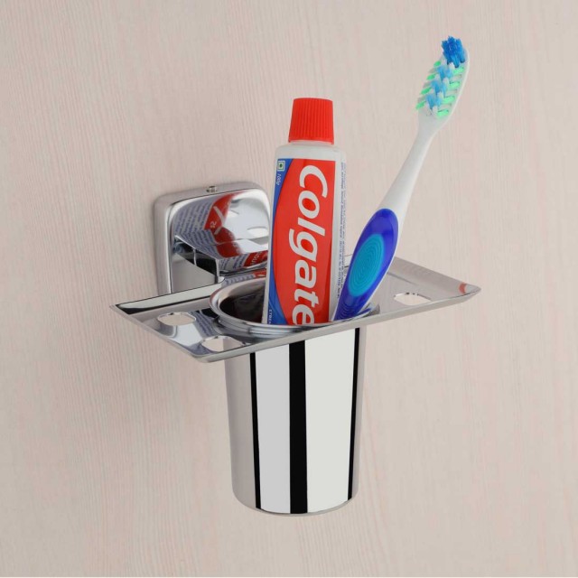 Designer Stainless Steel Tumbler Toothbrush Holder 