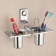 Ferio Stainless Steel Double Tumbler Holder Tooth Brush Holder Tumbler Stand Bathroom Accessories Anti Rust (Chrome Finish) - Pack Of 1