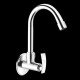 Ferio Full Brass Sink Cock Tap for Kitchen basin Chrome Finished Wall Mounted Sink Cock For Bathroom Kitchen Washbasin tap Faucets Taps with Foam Flow 15mm (Silver) with flange Pack Of 1