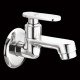 Ferio Water Bib Cock Brass Faucet Bib Tap for Bathroom, Wash Basin & Kitchen Sink, Gardens Area Wall Mounted Brass Chrome Finish Water Tap Short Body with Wall Flange 1 Piece