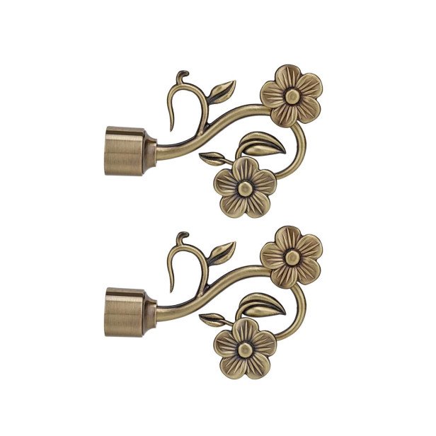 Ferio Alloy Zinc antique brass curtain brackets set curtain holder set curtain Finials for windows and door home décor - pack of 2 pcs (Finials 1 pair)