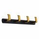 Ferio Zinc 4 Pin Hook Hanger Door Wall for Bedroom Bathroom Wardrobe Hanging Hooks Khuti Khooti. Kitchen for Cloth Hooks Hanger Robe Hooks Rail for Black & Gold Finish (Pack of 1)