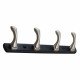 Ferio Zinc 4 Pin Hook Cloth Hanger Door Wall Hooks Rail for Hanging Bathroom Cloth Hooks Hanger Wall Bedroom Bathroom Robe Hooks Rail for Hanging Keys, Clothes, Towel Hook For Home Decor (Pack of 1, Silver And Black)