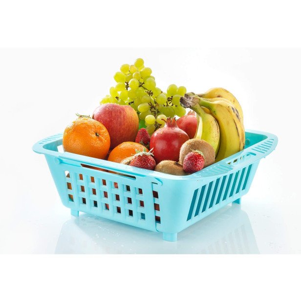 Ferio Plastic Multipurpose 3 in 1 Adjustable Kitchen Sink Dish, Vegetable and Fruits Wash Drainer Drying Rack, Storage Organizer Basket Tray - Multicolor (Adj - Basket)