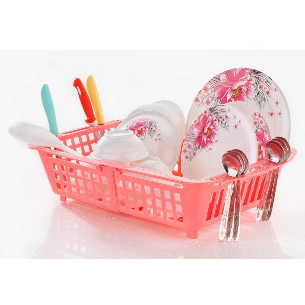 Ferio Plastic Multipurpose 3 in 1 Adjustable Kitchen Sink Dish, Vegetable and Fruits Wash Drainer Drying Rack, Storage Organizer Basket Tray - Multicolor (Adj - Basket)