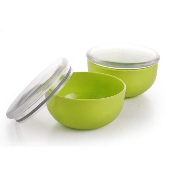 Ferio 450ML Bowl Set Snacks Serving Airtight Container with Tray and Lid Food Grade Plastic Dry Fruits/Snacks Container Storage For Home (Pack Of 4 Bowl And 1 Tray, Aqua Green)