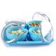 Ferio 450ML Bowl Set With Tray Snacks Serving Bowls With Tray - Airtight And Lids - Food Grade Plastic Dry Fruits/Snacks Container Storage For Home (Pack Of 4 Bowl And 1 Tray, Blue)