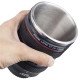 Ferio Super Classic Camera Lens Shaped Coffee Mug with 2 Lids, Steel Insulated | Gifting idea| DSLR Camera Lens Shaped Travel Thermos Cup 350 ML, Black