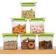 Ferio 600 ML Air Tight Kitchen Storage Container for Rice | Dal | Atta, BPA-Free, Flour | Cereals | Snacks | Stackable | Modular, Round-(Pack Of 6,Green)