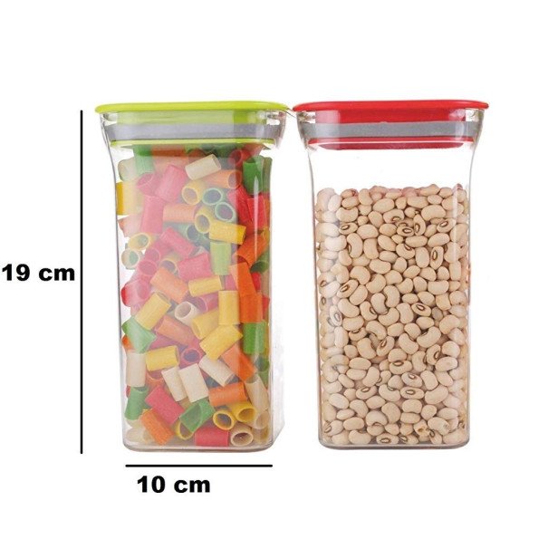 Ferio 1100ML Premium Quality New Unbreakable Transparent Jar | Plastic Jar | Grocery Containers | Kitchen Storage Box Idle for Food | Grain | Rice | Pasta | Spices And Pulses Container | Plastic Grocery Container  (Pack of 3, Green)