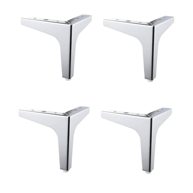 Ferio Heavy Stainless Steel Silver Model Y Design Sofa Table Sofa Leg for Furniture Fitting 4 Inch Sofa Hardware Leg Hight Mirror Finish - Set of 4 Pic (4 Inch, Silver)